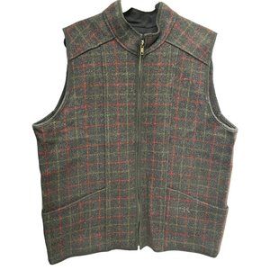 Men's Stormy Kromer Plaid Wool Vest Gray Green/Red